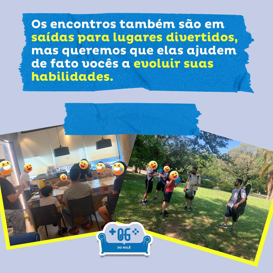 Foto de interação em grupo de habilidades sociais (QG do Rolê)
