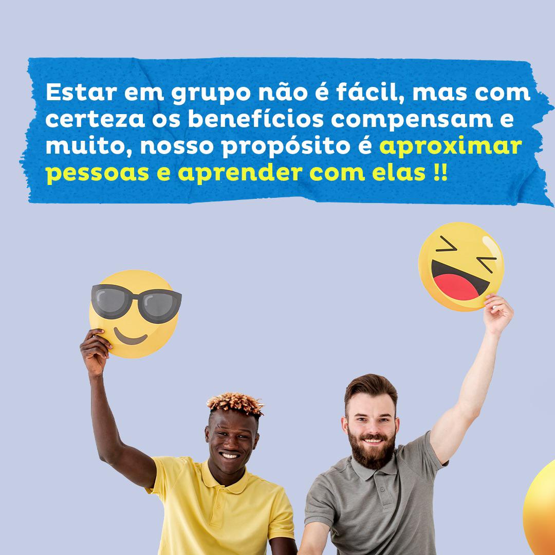 Foto de interação em grupo de habilidades sociais (QG do Rolê)